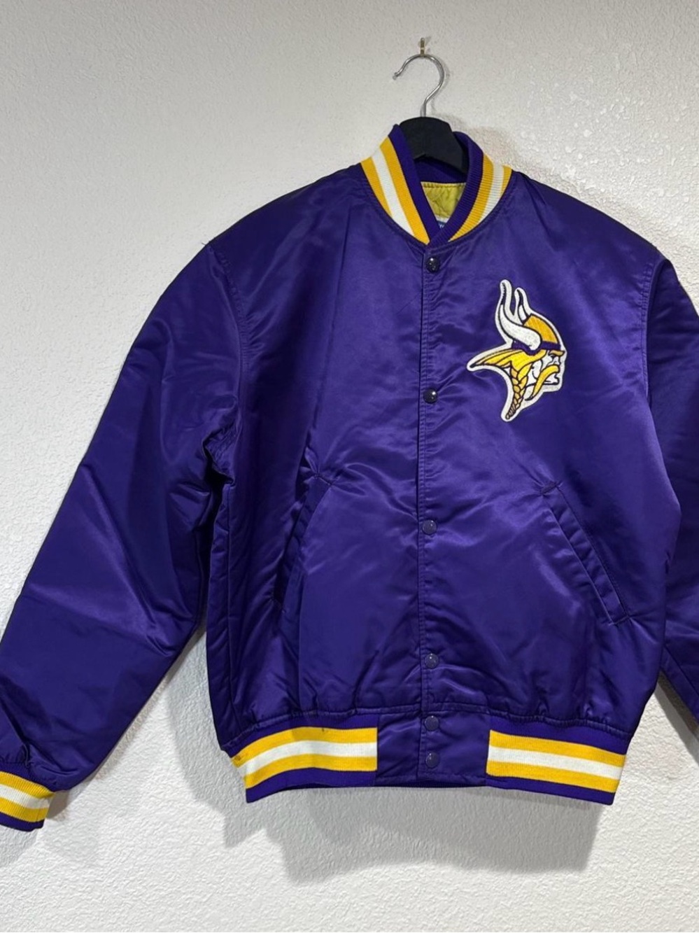 VINTAGE Purple Varsity Bomber Jacket with Yellow Trim